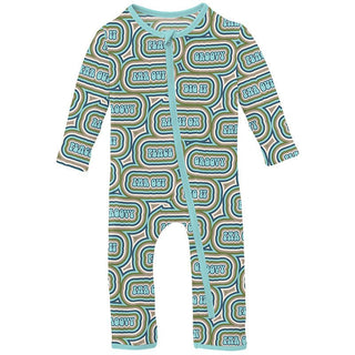 Boy's Print Bamboo Coverall with Zipper - Summer Sky Groovy KicKee Pants