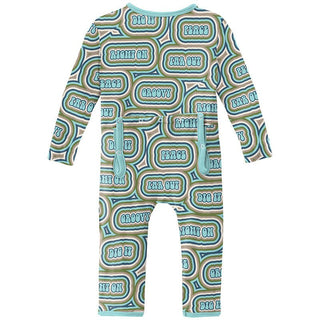 Boy's Print Bamboo Coverall with Zipper - Summer Sky Groovy KicKee Pants