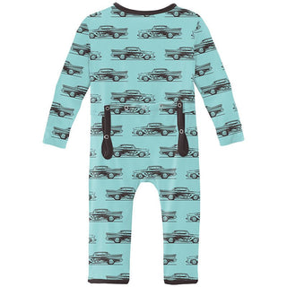 Boy's Print Bamboo Coverall with Zipper - Summer Sky Hot Rod Baby & Toddler Sleepwear