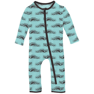 Boy's Print Bamboo Coverall with Zipper - Summer Sky Hot Rod Baby & Toddler Sleepwear