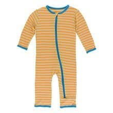 Boy's Print Bamboo Coverall with Zipper - Tamarin Brazil Stripe Baby & Toddler Sleepwear