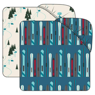 Boy's Print Bamboo Crib Sheet (Set of 2), Twilight Skis & Natural Chairlift - One Size Bed Sheets