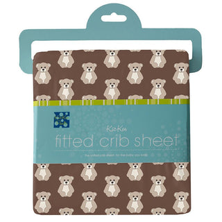 Boy's Print Bamboo Fitted Crib Sheet, Cocoa Teddy Bear - One Size Bed Sheets