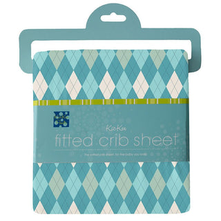 KicKee Pants Boy's Print Fitted Crib Sheet - Glacier Argyle