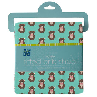 KicKee Pants Boys Print Fitted Crib Sheet, Glass Teddy Bear - One Size