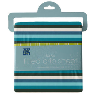 Boy's Print Bamboo Fitted Crib Sheet, Ice Multi Stripe - One Size Bed Sheets