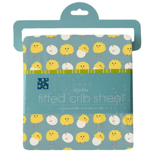 Boy's Print Bamboo Fitted Crib Sheet, Jade Peep Peeps - One Size Bed Sheets