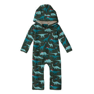 Boy's Print Bamboo Fleece Coverall with Ears and Kangaroo Pocket - Santa Dinos Baby & Toddler Sleepwear