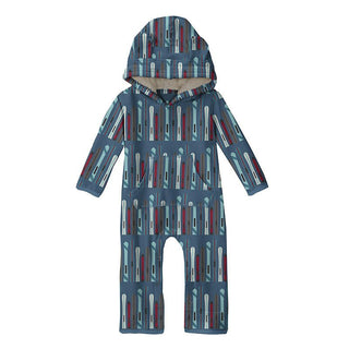 Boy's Print Bamboo Fleece Coverall with Ears and Kangaroo Pocket - Twilight Skis Baby & Toddler Sleepwear