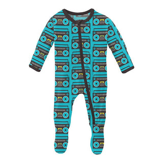 KicKee Pants Boy's Print Footie with 2-Way Zipper - Confetti Boombox