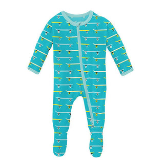 Boy's Print Bamboo Footie with 2-Way Zipper - Confetti Skateboard Baby & Toddler Sleepwear