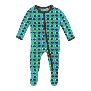 KicKee Pants Boy's Print Footie with 2-Way Zipper - Confetti Sunglasses