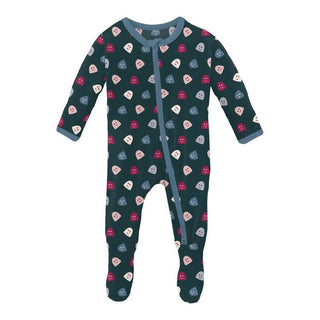 Boy's Print Bamboo Footie with 2-Way Zipper - Pine Happy Gumdrops Baby & Toddler Sleepwear