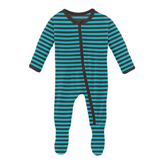 KicKee Pants Boy's Print Footie with 2-Way Zipper - Rad Stripe