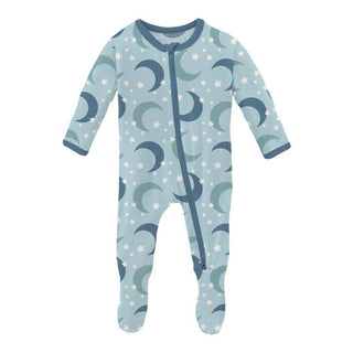 Boy's Print Bamboo Footie with 2-Way Zipper - Spring Sky Moon and Stars Baby & Toddler Sleepwear