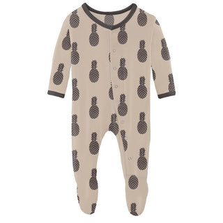 Boy's Print Bamboo Footie with Snaps - Burlap Pineapples Baby & Toddler Sleepwear