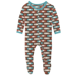 Boy's Print Bamboo Footie with Snaps - Cocoa Boo Boos KicKee Pants