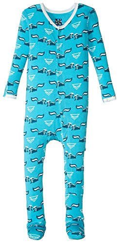 Boy's Print Bamboo Footie with Snaps - Confetti Skunk KicKee Pants