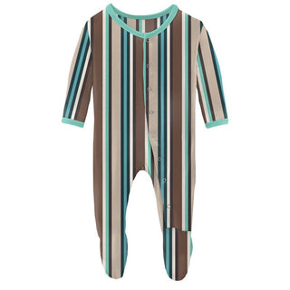 Boy's Print Bamboo Footie with Snaps - Dad's Tie Stripe Baby & Toddler Sleepwear