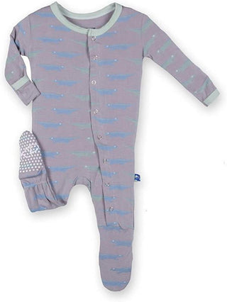 Boy's Print Bamboo Footie with Snaps - Feather Lizard Baby & Toddler Sleepwear