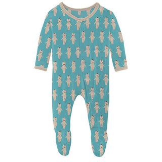 KicKee Pants Boys Print Footie with Snaps - Glacier Baby Doll