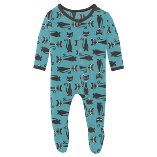 Boy's Print Bamboo Footie with Snaps - Glacier Cool Cats Baby & Toddler Sleepwear