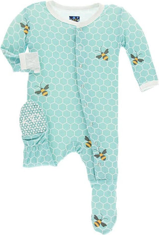 Boy's Print Bamboo Footie with Snaps - Glacier Honeycomb Baby & Toddler Sleepwear