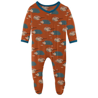 KicKee Pants Boys Print Footie with Snaps - Harvest Art Class