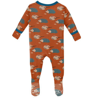 Boy's Print Bamboo Footie with Snaps - Harvest Art Class Baby & Toddler Sleepwear