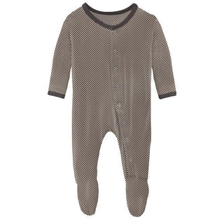 Boy's Print Bamboo Footie with Snaps - Herringbone Baby & Toddler Sleepwear