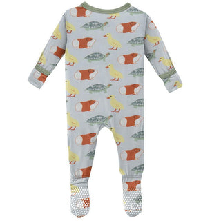 Boy's Print Bamboo Footie with Snaps - Illusion Blue Class Pets Baby & Toddler Sleepwear