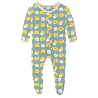 Boy's Print Bamboo Footie with Snaps - Jade Peep Peeps Baby & Toddler Sleepwear