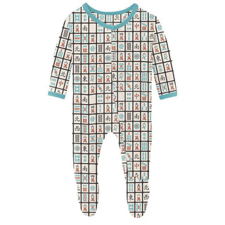 Boy's Print Bamboo Footie with Snaps - Midnight Mahjong Baby & Toddler Sleepwear