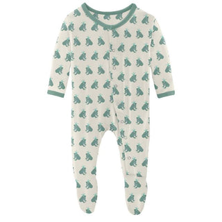 Boy's Print Bamboo Footie with Snaps - Natural Frog Prince KicKee Pants