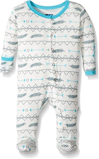 Boy's Print Bamboo Footie with Snaps - Natural Southwest KicKee Pants