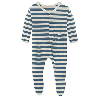 Boy's Print Bamboo Footie with Snaps - Nautical Stripe Baby & Toddler Sleepwear