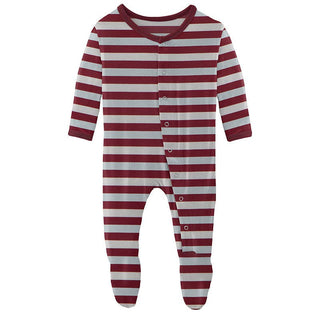 Boy's Print Bamboo Footie with Snaps - Playground Stripe KicKee Pants