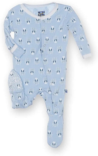 Boy's Print Bamboo Footie with Snaps - Pond Scarab KicKee Pants