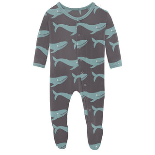 Boy's Print Bamboo Footie with Snaps - Rain Whale (15ANV) Baby & Toddler Sleepwear