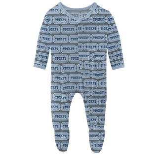 Boy's Print Bamboo Footie with Snaps - Slate Game Tickets Baby & Toddler Sleepwear