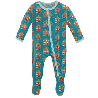 Boy's Print Bamboo Footie with Zipper - Bay Gingerbread Baby & Toddler Sleepwear