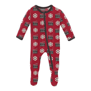 Boy's Print Bamboo Footie with Zipper - Candy Apple Clapper Board and Film KicKee Pants