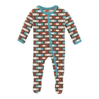 Boy's Print Bamboo Footie with Zipper - Cocoa Boo Boos KicKee Pants