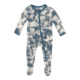 KicKee Pants Boy's Print Footie with Zipper - Deep Sea Tie Dye