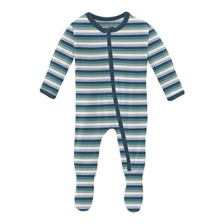 Boy's Print Bamboo Footie with Zipper - Dino Stripe (15ANV) Baby & Toddler Sleepwear