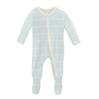 Boy's Print Bamboo Footie with Zipper - Fresh Air Road Trip Stripe Baby & Toddler Sleepwear