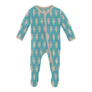 KicKee Pants Boys Print Footie with Zipper - Glacier Baby Doll