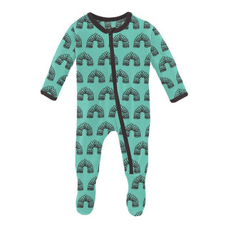 Boy's Print Bamboo Footie with Zipper - Glass Spring Toy KicKee Pants