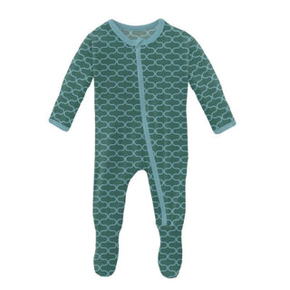 Boy's Print Bamboo Footie with Zipper - Ivy Lattice Baby & Toddler Sleepwear