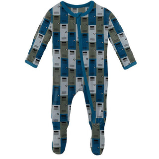 Boy's Print Bamboo Footie with Zipper - Locker Room Baby & Toddler Sleepwear